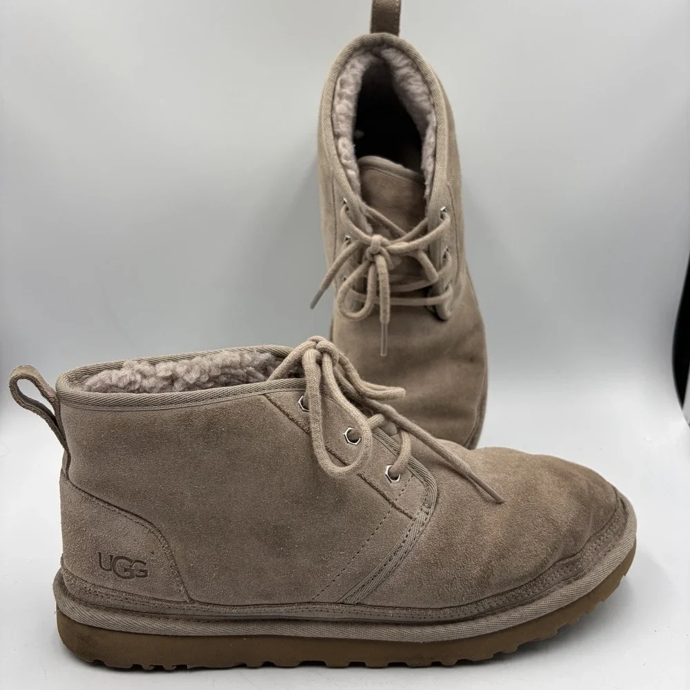 UGG Neumel Boots Beige Tan Suede Sheepskin Chukka Ankle Shoes Men's Size 11